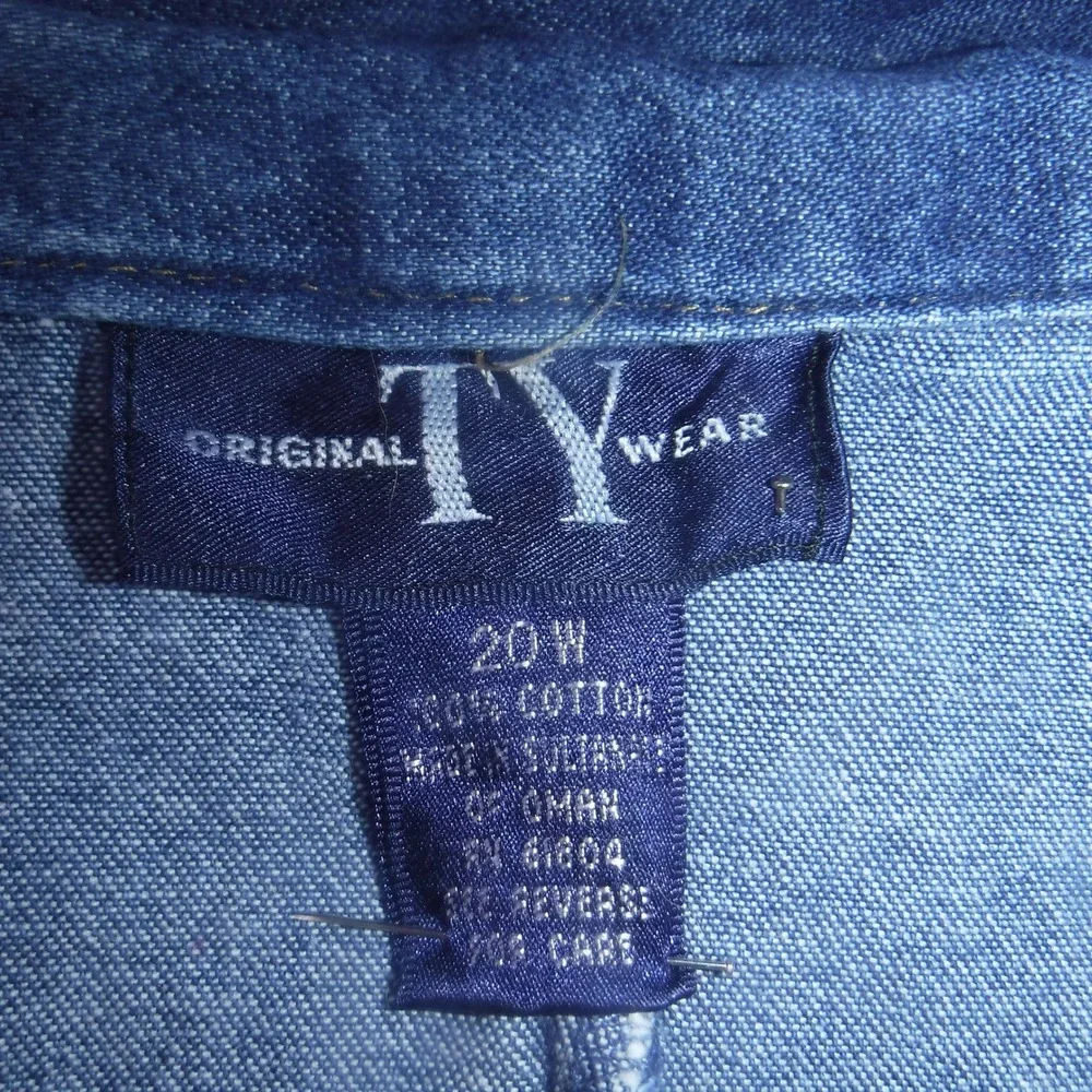 VTG Original TY Wear Denim Wrap Skirt Women 20W Blue Midi Buffalo Nickel Buttons - Picture 7 of 9